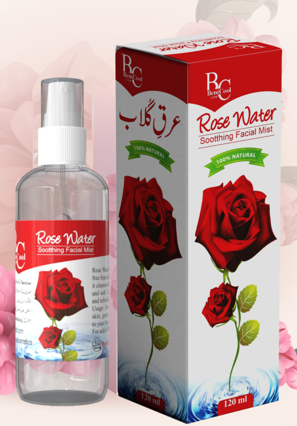 BeniCool Natural Rose Water120ml Spray Bottle